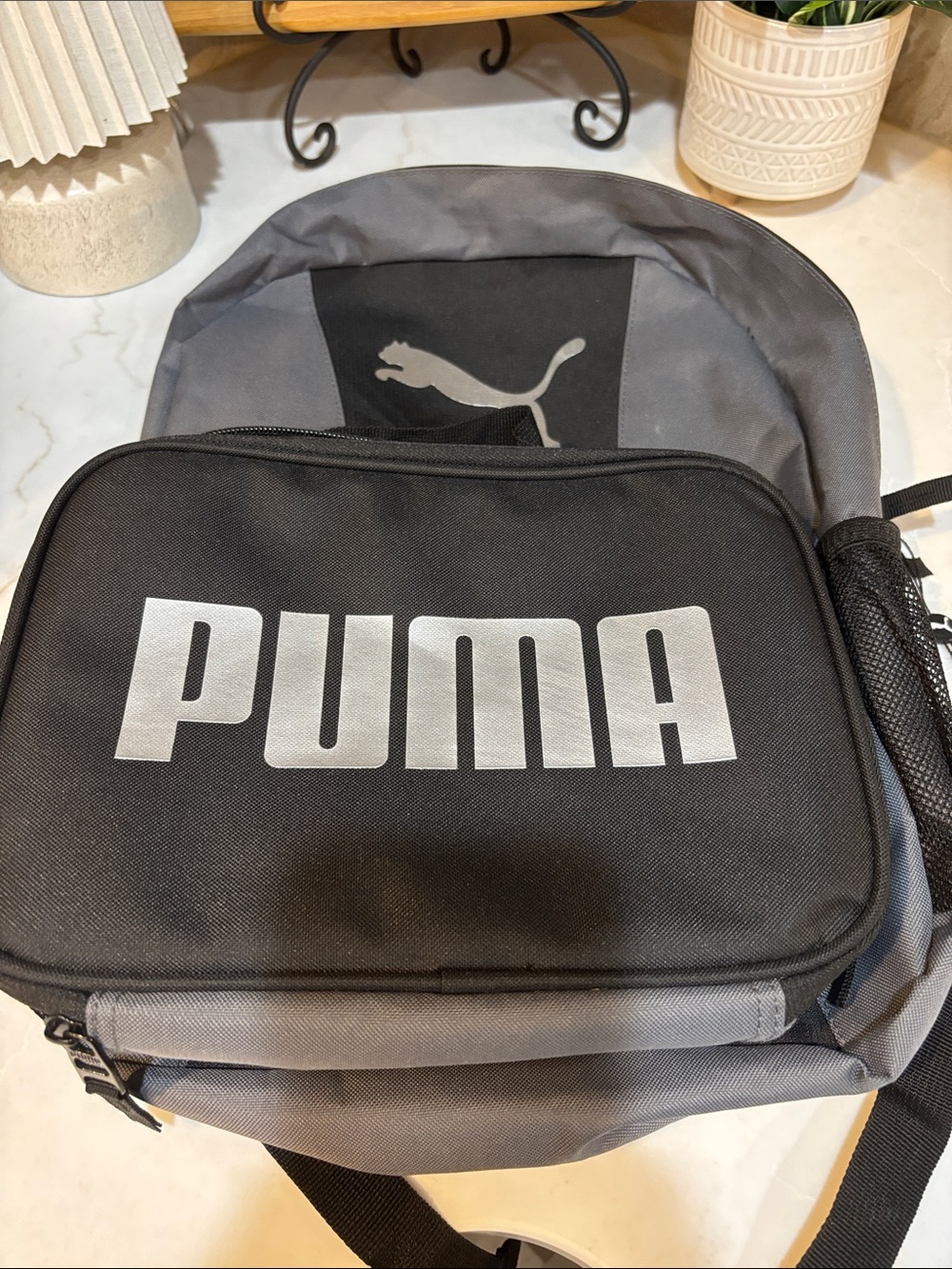 Puma Evercat Duo 16" Black and Gray Logo Backpack with Attached Lunch Kit